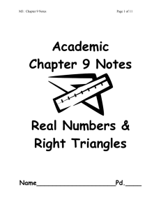 Academic Chapter 9 Notes Real Numbers &amp;