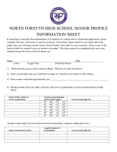 NORTH FORSYTH HIGH SCHOOL SENIOR PROFILE INFORMATION SHEET