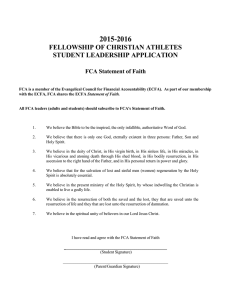 2015-2016 FELLOWSHIP OF CHRISTIAN ATHLETES STUDENT LEADERSHIP APPLICATION FCA Statement of Faith