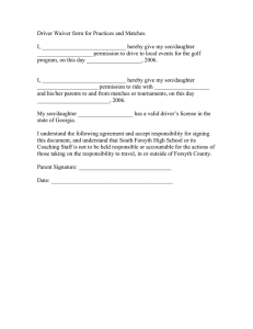 Driver Waiver form for Practices and Matches.