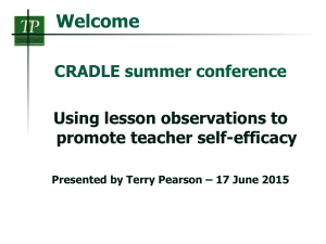 Welcome CRADLE summer conference Using lesson observations to promote teacher self-efficacy