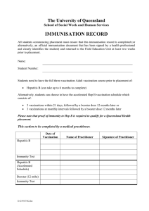 IMMUNISATION RECORD The University of Queensland