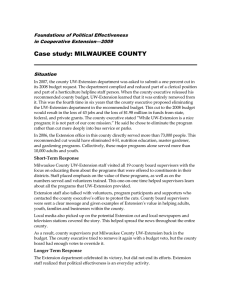 Case study: MILWAUKEE COUNTY  Foundations of Political Effectiveness in Cooperative Extension—2009