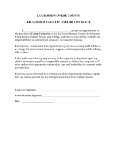 LA CROSSE/MONROE COUNTY  4-H SUMMER CAMP COUNSELOR CONTRACT