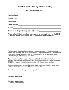 Classified Staff Advisory Council (CSAC) 2011 Nomination Form
