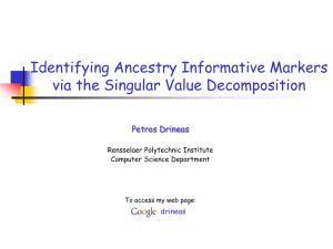 Identifying Ancestry Informative Markers via the Singular Value Decomposition Petros Drineas drineas