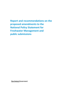 Report and recommendations on the proposed amendments to the Freshwater Management and