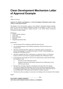 Clean Development Mechanism Letter of Approval Example