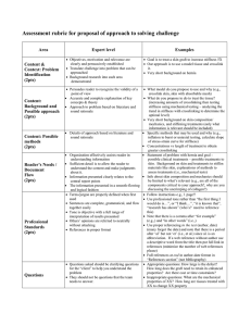 Assessment rubric for proposal of approach to solving challenge  Area Expert level