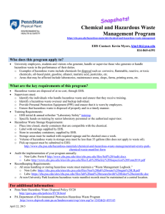 Chemical and Hazardous Waste Management Program  Who does this program apply to?
