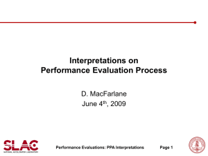 Interpretations on Performance Evaluation Process D. MacFarlane June 4