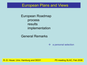 European Plans and Views European Roadmap process results