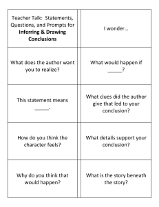 Teacher Talk:  Statements, Questions, and Prompts for  I wonder…