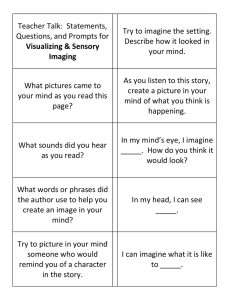 Teacher Talk:  Statements, Try to imagine the setting.