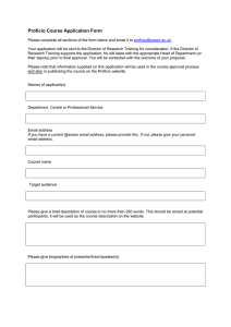 Proficio Course Application Form