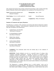 This comment and response form contains comments from the May... Board of Education when the draft regulations were considered at... STATE BOARD OF EDUCATION
