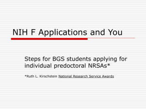 NIH F Applications and You Steps for BGS students applying for