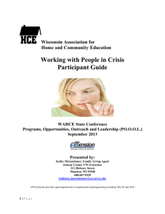 Working with People in Crisis Participant Guide  Wisconsin Association for