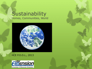 Sustainability Homes, Communities, World HCE P.O.O.L., 2013