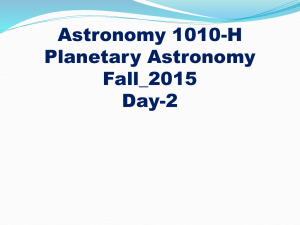 Astronomy 1010-H Planetary Astronomy Fall_2015 Day-2