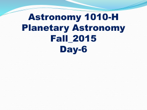 Astronomy 1010-H Planetary Astronomy Fall_2015 Day-6