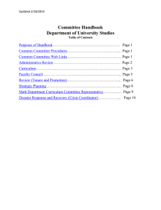 Committee Handbook Department of University Studies