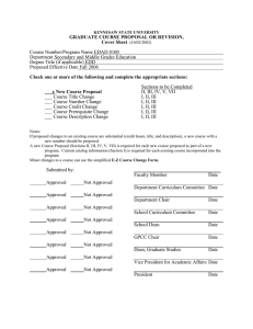 GRADUATE COURSE PROPOSAL OR REVISION, Cover Sheet  Course Number/Program Name EDAD 8100