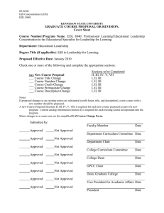 GRADUATE COURSE PROPOSAL OR REVISION, Cover Sheet  Course  Number/Program  Name