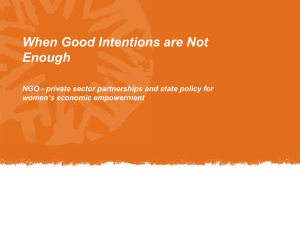 When Good Intentions are Not Enough women’s economic empowerment