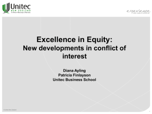 Excellence in Equity: New developments in conflict of interest Diana Ayling