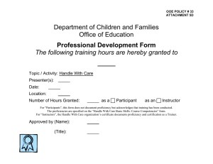 Department of Children and Families Office of Education  Professional Development Form