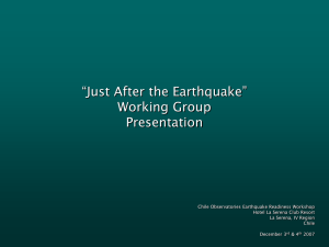 “Just After the Earthquake” Working Group Presentation