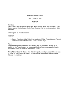 University Planning Council Jan. 7, 2009; SL 246 AGENDA