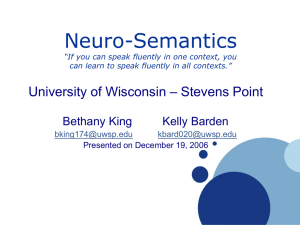 Neuro-Semantics – Stevens Point University of Wisconsin Bethany King