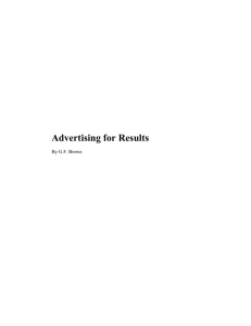 Advertising for Results  By G.F. Brown