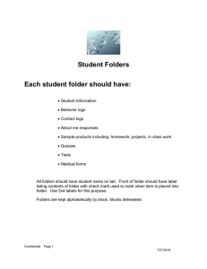 Student Folders Each student folder should have:
