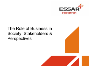 The Role of Business in Society: Stakeholders &amp; Perspectives