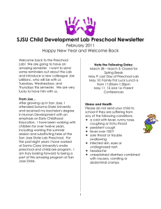 SJSU Child Development Lab Preschool Newsletter February 2011