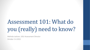 Assessment 101: What do you (really) need to know? October 5-6 2015