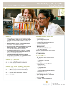 NUTRITION, FOOD SCIENCE &amp; PACKAGING Fact Sheet