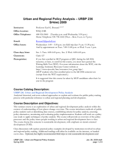 – URBP 236 Urban and Regional Policy Analysis S