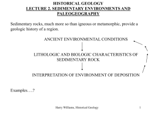 HISTORICAL GEOLOGY LECTURE 2. SEDIMENTARY ENVIRONMENTS AND PALEOGEOGRAPHY