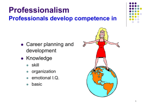 Professionalism Professionals develop competence in Career planning and development