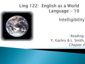 Intelligibility Chapter 4 Reading: Y. Kachru &amp; L. Smith,