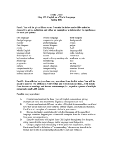 Study Guide Ling 122: English as a World Language Spring 2013