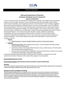Careers in Education Minnesota Department of Education Academics Standards Course Frameworks