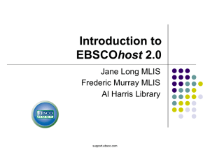 Introduction to host Jane Long MLIS Frederic Murray MLIS