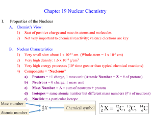 Chapter 19 Nuclear Chemistry I. Properties of the Nucleus