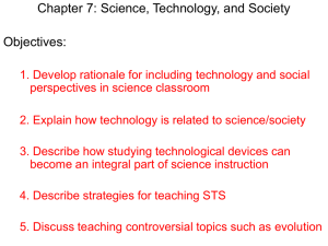 Chapter 7: Science, Technology, and Society Objectives: