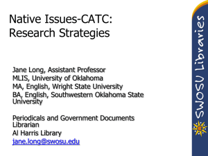 Native Issues-CATC: Research Strategies